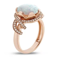 Womens 1/4 CT. T.W. Lab Created White Opal 10K Gold Cocktail Ring
