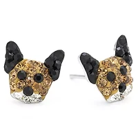Silver Treasures Dog Brown Crystal Sterling Silver 9.5mm Stud Earrings