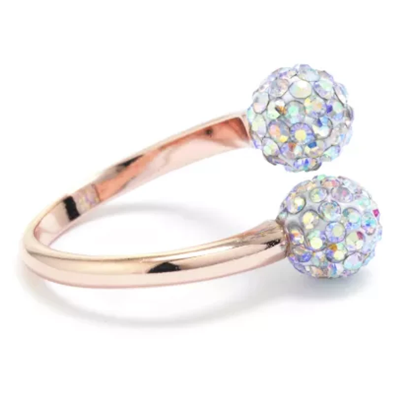 Sparkle Allure Womens Mystic Fire Crystal 14k Rose Gold Over Brass Bypass  Cocktail Ring