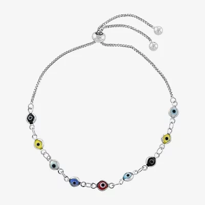 Silver Reflections Guardian Eye Womens Multi Color Evil Eye Round Bolo Bracelet