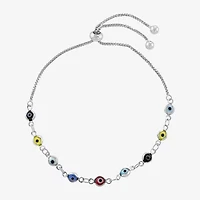 Silver Reflections Guardian Eye Womens Multi Color Evil Eye Round Bolo Bracelet