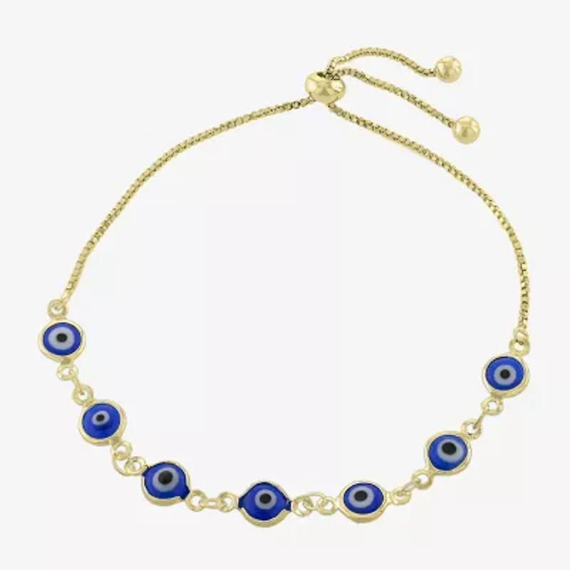 Silver Reflections Guardian Eye 10 Inch Link Evil Eye Round Bolo Bracelet