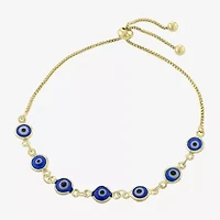 Silver Reflections Guardian Eye 10 Inch Link Evil Eye Round Bolo Bracelet