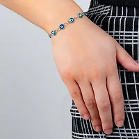 Silver Reflections Guardian Eye 10 Inch Link Evil Eye Round Bolo Bracelet
