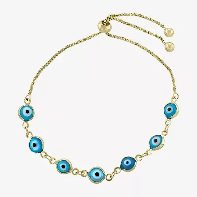 Silver Reflections Guardian Eye 10 Inch Link Evil Eye Round Bolo Bracelet