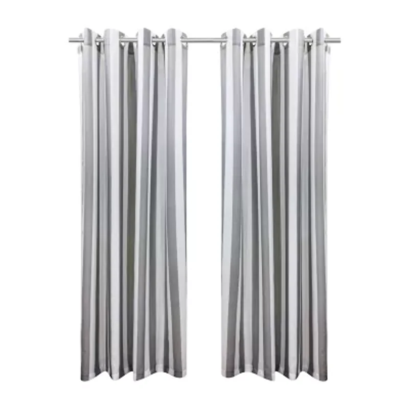 Seascapes Stripe Grommet Top Light-Filtering Set of 2 Outdoor Curtain Panel