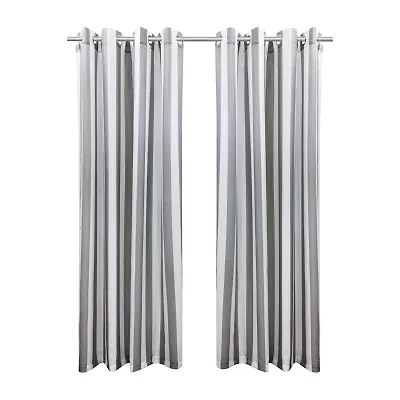 Seascapes Stripe Grommet Top Light-Filtering Set of 2 Outdoor Curtain Panel