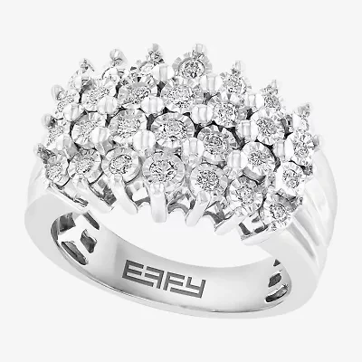 Effy  Womens 3.5MM 1/2 CT. T.W. Natural Diamond Sterling Silver Cluster Band