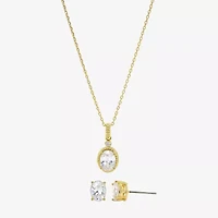 Sparkle Allure Womens Cubic Zirconia 14K Gold Over Brass Oval 2-pc. Jewelry Set