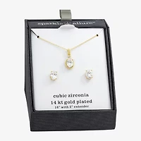 Sparkle Allure Womens Cubic Zirconia 14K Gold Over Brass Oval 2-pc. Jewelry Set