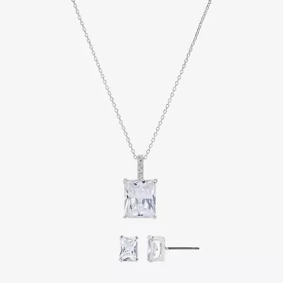 Sparkle Allure Womens Crystal Pure Silver Over Brass Rectangular 2-pc. Jewelry Set