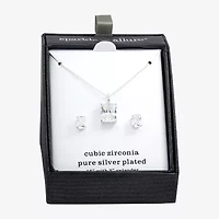 Sparkle Allure Womens Crystal Pure Silver Over Brass Rectangular 2-pc. Jewelry Set