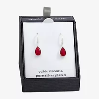 Sparkle Allure Womens Red Crystal Pure Silver Over Brass Pear Drop Earrings