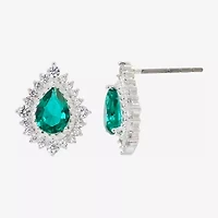 Sparkle Allure Green Crystal 14.4mm Pear Stud Earrings