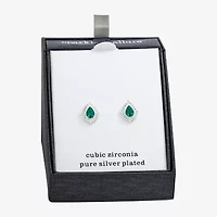 Sparkle Allure Green Crystal 14.4mm Pear Stud Earrings