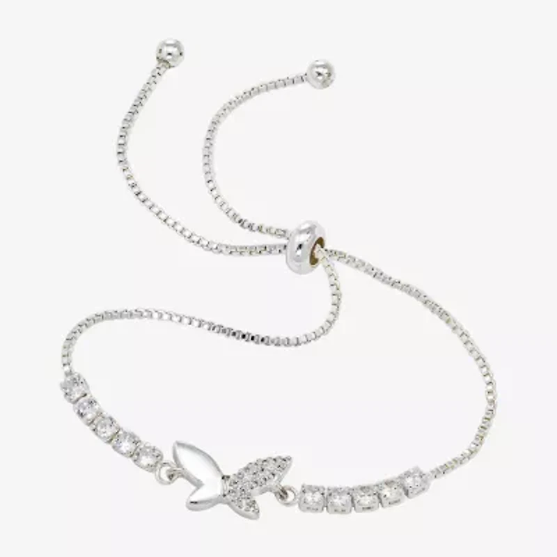 Sparkle Allure Womens Cubic Zirconia Butterfly Bolo Bracelet