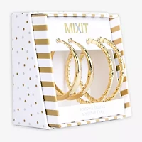 Mixit Hypoallergenic Gold Tone Hoop Womens Hypoallergenic 2 Pair Earring Set