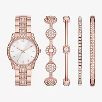 Ladies Boxed Sets Womens Crystal Accent Rose Goldtone 5-pc. Watch Boxed Set Fmdjset340