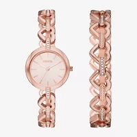 Geneva Ladies Womens Crystal Accent Rose Goldtone 2-pc. Watch Boxed Set Fmdjset073