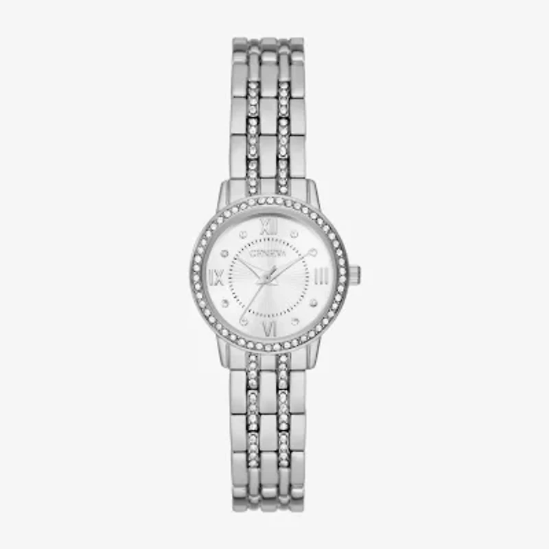 Geneva Ladies Womens Crystal Accent Silver Tone Bracelet Watch Fmdjm270