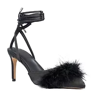 New York & Company Saylor Satin Feathered Womens Pointed Closed Toe Stiletto Heel Pumps