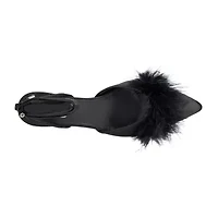 New York & Company Saylor Satin Feathered Womens Pointed Closed Toe Stiletto Heel Pumps
