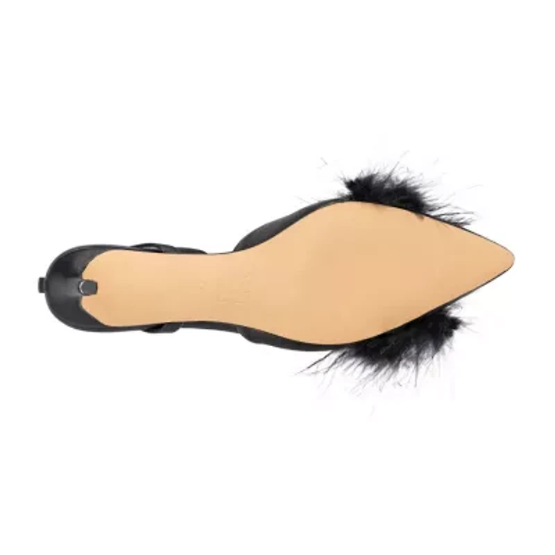New York & Company Saylor Satin Feathered Womens Pointed Closed Toe Stiletto Heel Pumps