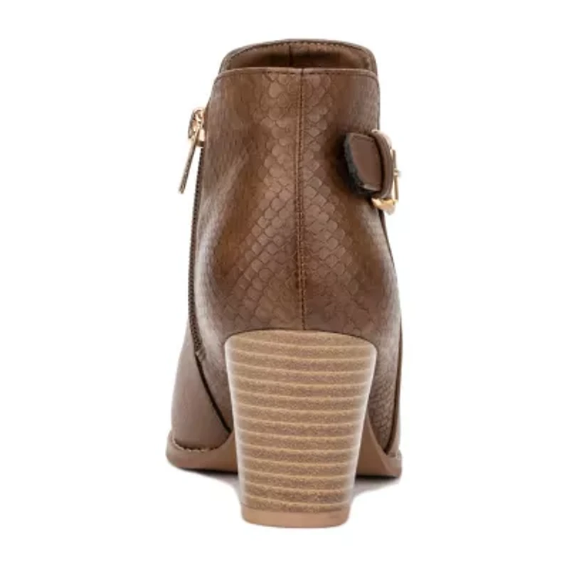 New York & Company Womens Jamieie Stacked Heel Booties
