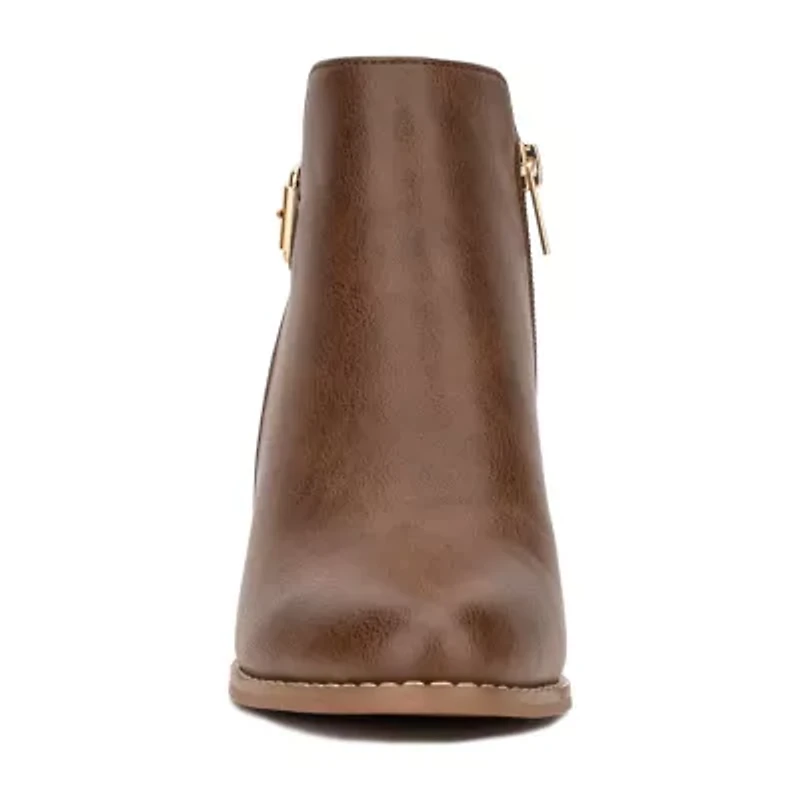New York & Company Womens Jamieie Stacked Heel Booties