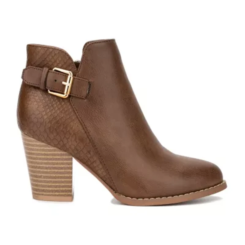 New York & Company Womens Jamieie Stacked Heel Booties