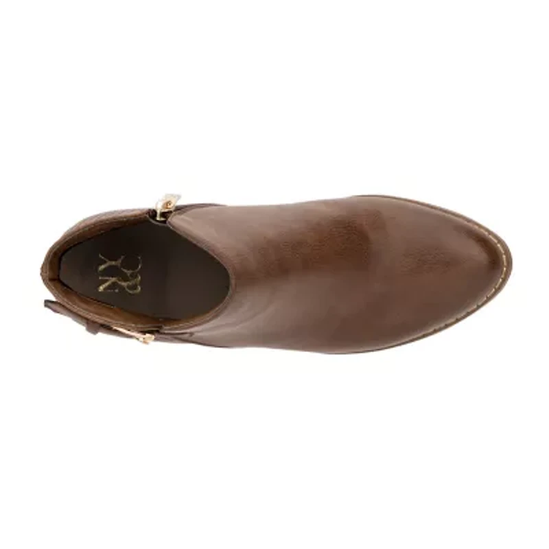 New York & Company Womens Jamieie Stacked Heel Booties