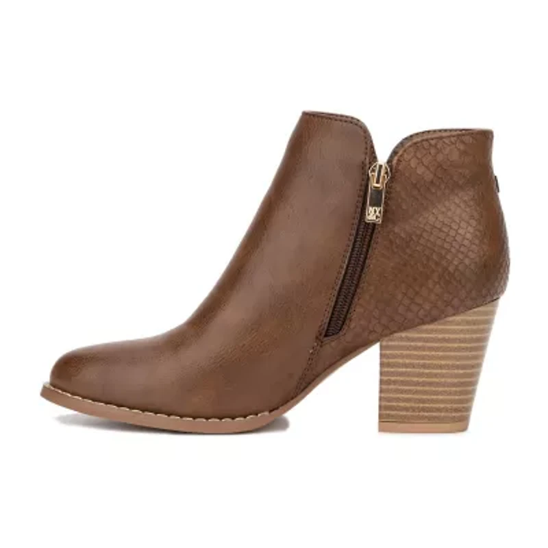 New York & Company Womens Jamieie Stacked Heel Booties