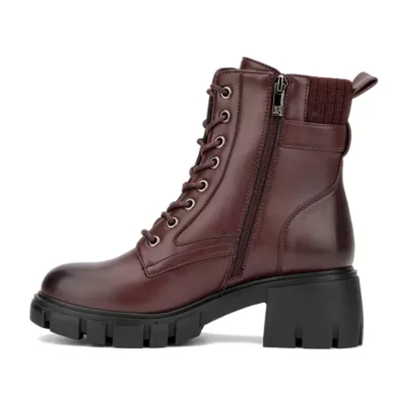 New York & Company Womens Christine Block Heel Lace Up Boots