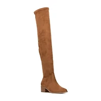 New York & Company Womens Rana Stacked Heel Over the Knee Boots