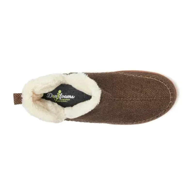 Dearfoams Mens Memory Foam Bootie Slippers