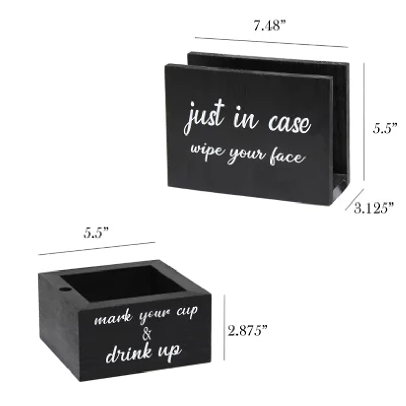 All the Rages Elegant Designs Wooden Kitchen Caddy And 1 Pair Napkin Holder