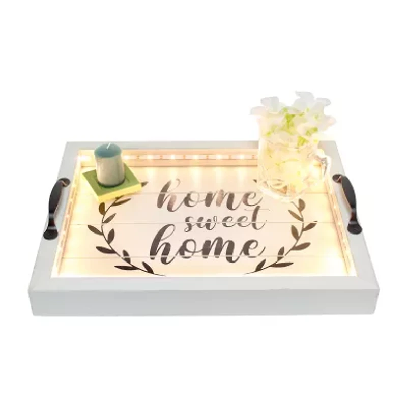 All the Rages Elegant Designs Salento Rectangular Led Decorative Tray