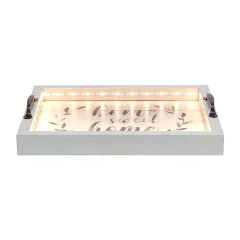 All the Rages Elegant Designs Salento Rectangular Led Decorative Tray