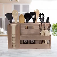 All the Rages Elegant Designs Wood Flatware Utensil Holder