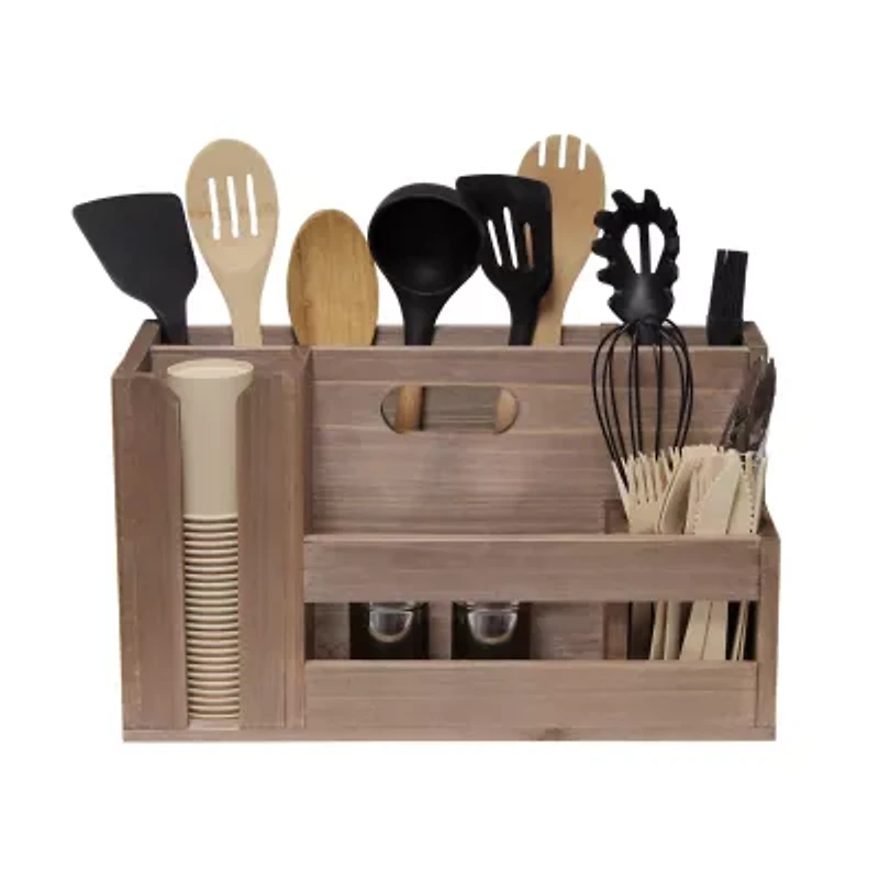 All the Rages Elegant Designs Wood Flatware Utensil Holder