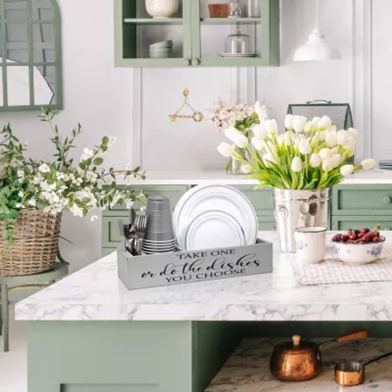 All the Rages Elegant Designs 17" Wooden Countertop Utensil Holder