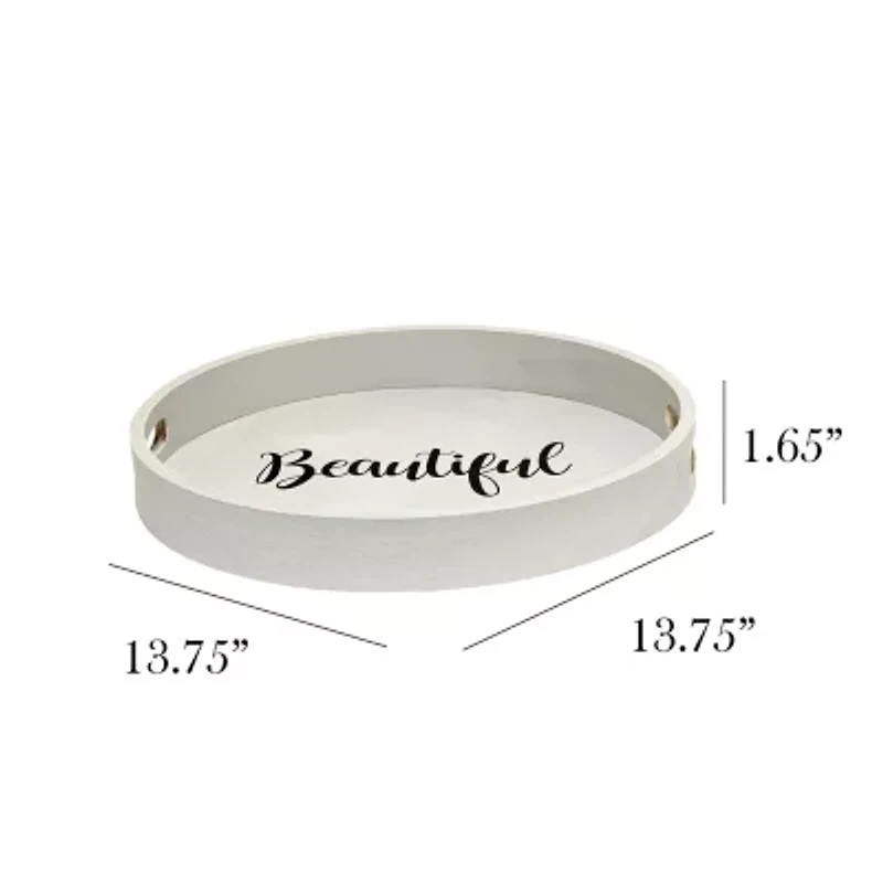 All the Rages Elegant Designs 13.75" Round Wood Serving Decorative Tray