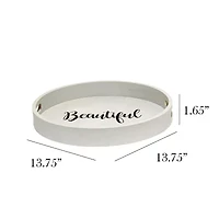 All the Rages Elegant Designs 13.75" Round Wood Serving Decorative Tray