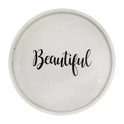 All the Rages Elegant Designs 13.75" Round Wood Serving Decorative Tray