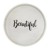 All the Rages Elegant Designs 13.75" Round Wood Serving Decorative Tray