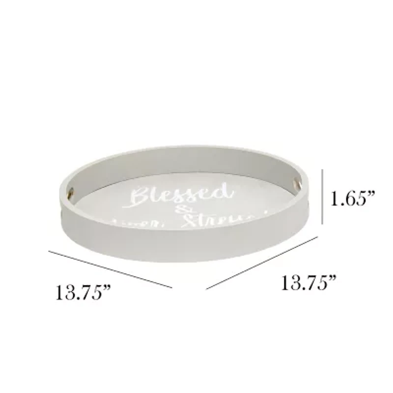 All the Rages Elegant Designs 13.75" Round Wood Serving Decorative Tray