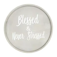 All the Rages Elegant Designs 13.75" Round Wood Serving Decorative Tray