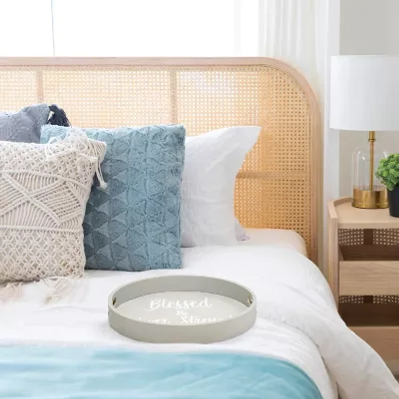 All the Rages Elegant Designs 13.75" Round Wood Serving Decorative Tray