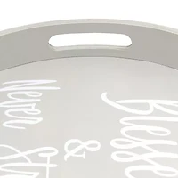 All the Rages Elegant Designs 13.75" Round Wood Serving Decorative Tray