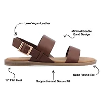 Journee Collection Womens Lavine Slingback Strap Flat Sandals